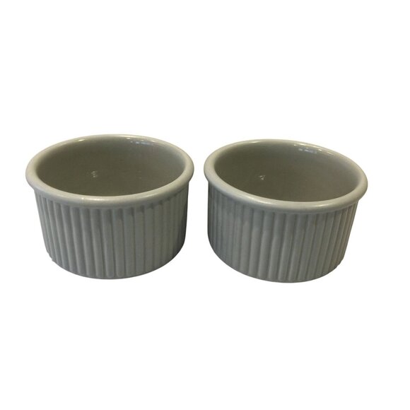 DANSK Rondure Sage 4" Ramekins Set of 2 Ribbed Sides - Picture 1 of 4